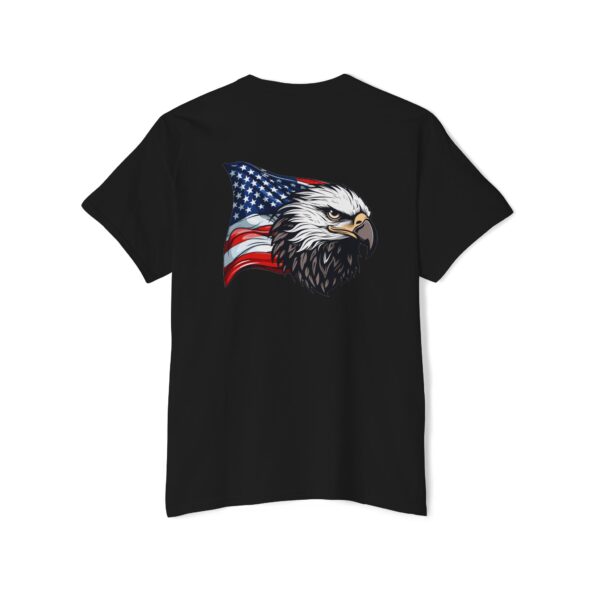 Bald Eagle with USA flag - Pocket T-Shirt