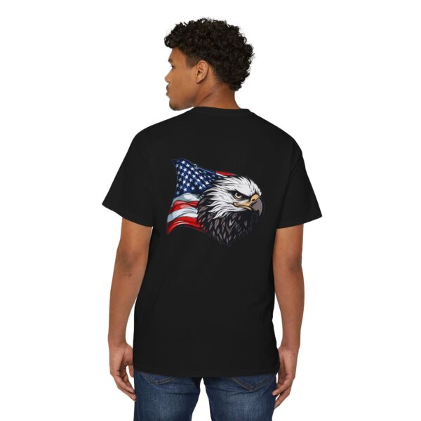 Bald Eagle with USA flag - Pocket T-Shirt - Image 4