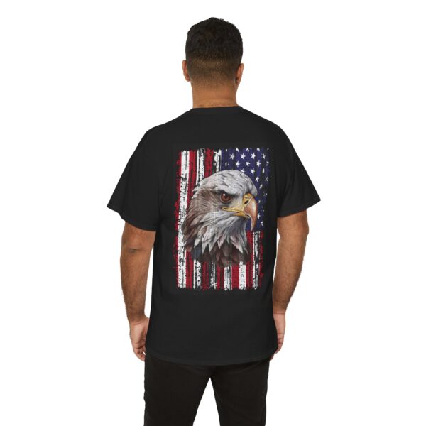 Grunge Bald Eagle with USA flag T-Shirt - Back Print - Image 18