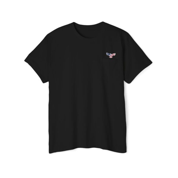 Bald Eagle with USA flag - Pocket T-Shirt - Image 2