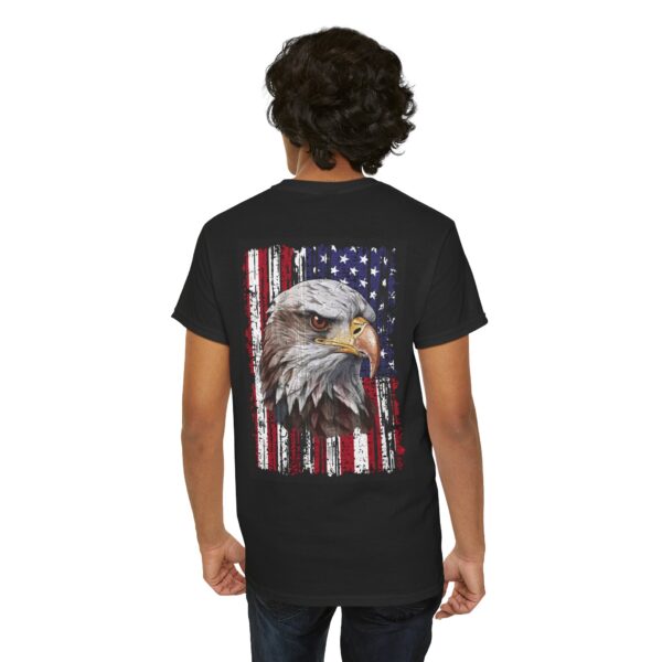 Grunge Bald Eagle with USA flag T-Shirt - Back Print - Image 20