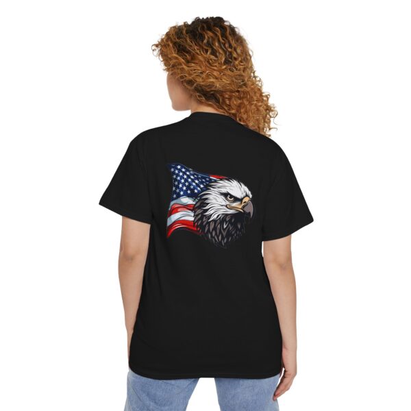 Bald Eagle with USA flag - Pocket T-Shirt - Image 7